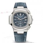 New 2024 Superclone Patek Philippe Nautilus Flyback Chronograph Blue Dial Steel Watch